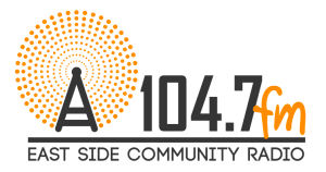 East Side Community Radio logo, tower with wordmark